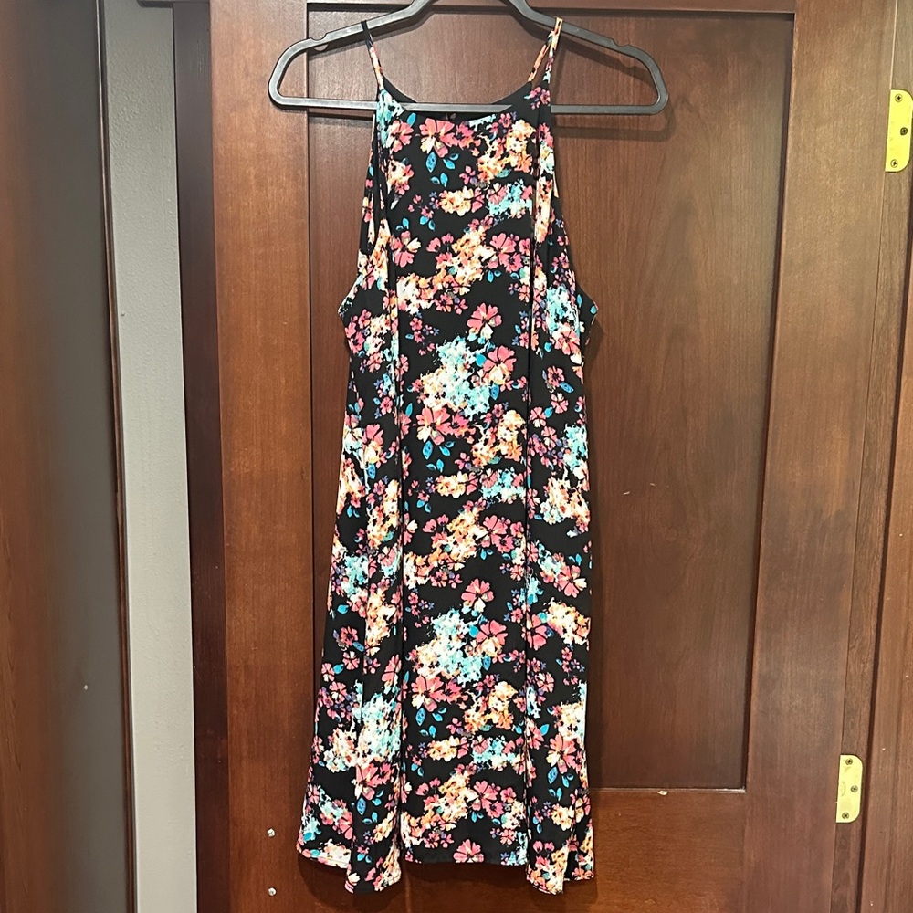 Decree Spaghetti Strap Floral Dress with Keyhole Back Closure